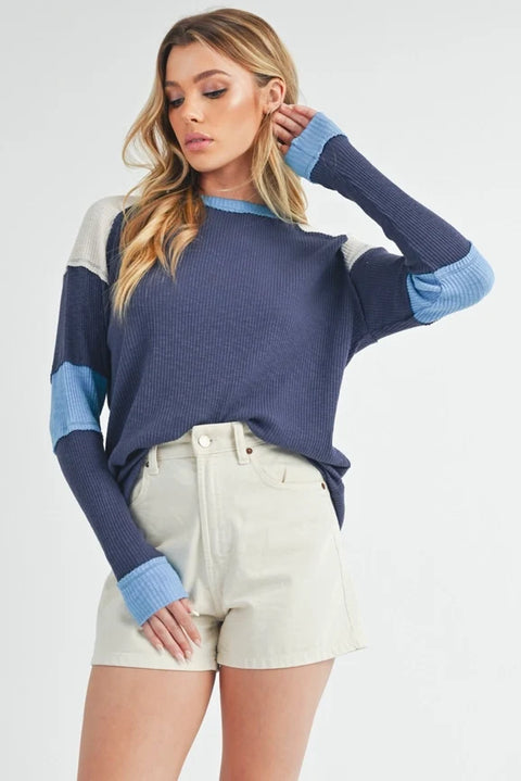 Gretel Colorblock Layering Top - Blue