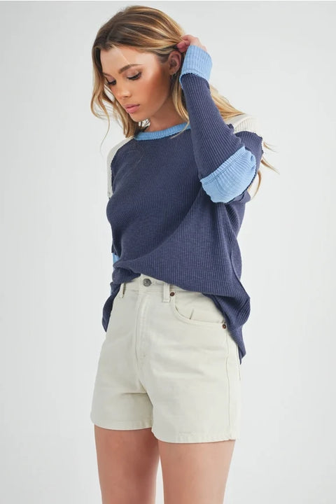 Gretel Colorblock Layering Top - Blue