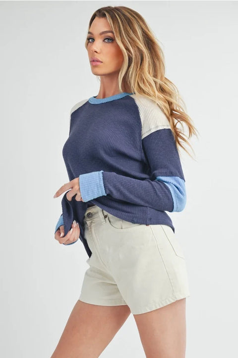 Gretel Colorblock Layering Top - Blue
