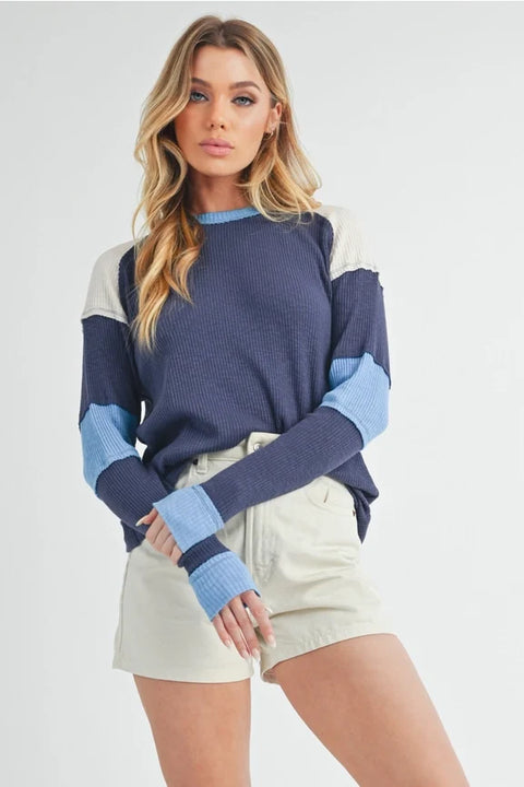 Gretel Colorblock Layering Top - Blue