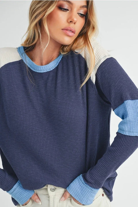 Gretel Colorblock Layering Top - Blue