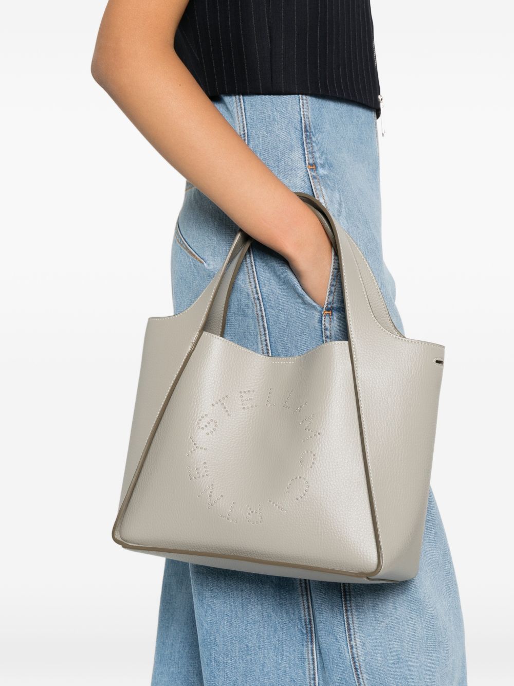 Grey Grained Tote Bag with Detachable Strap for Everyday Use