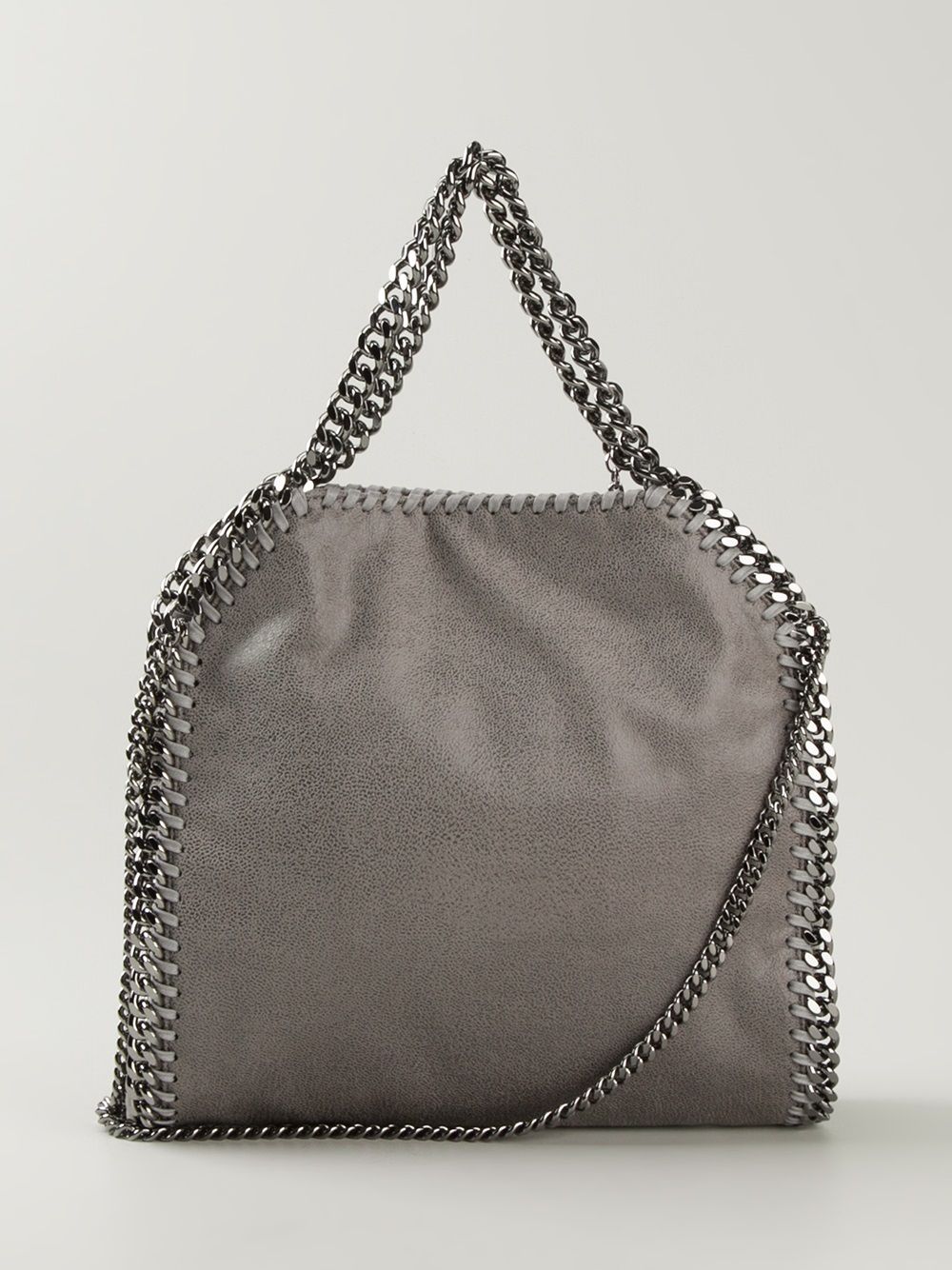 Grey Mini Tote Bag with Chain Trim for Everyday Use
