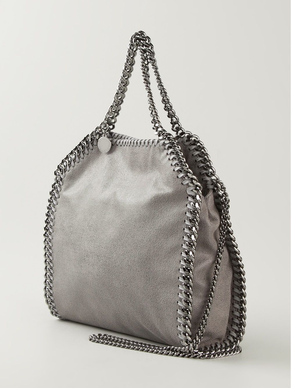 Grey Mini Tote Bag with Chain Trim for Everyday Use