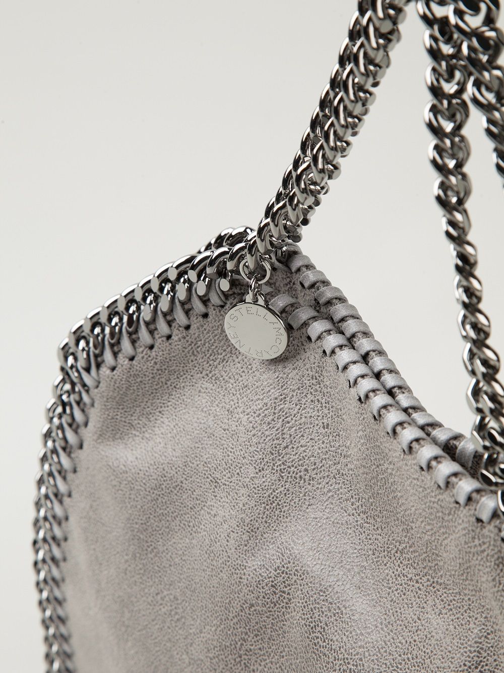 Grey Mini Tote Bag with Chain Trim for Everyday Use
