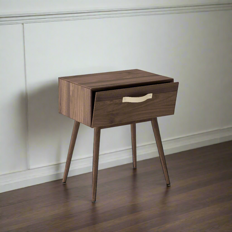 Isabella Mid Century 1-Drawer Nightstand - Solid American Black Walnut