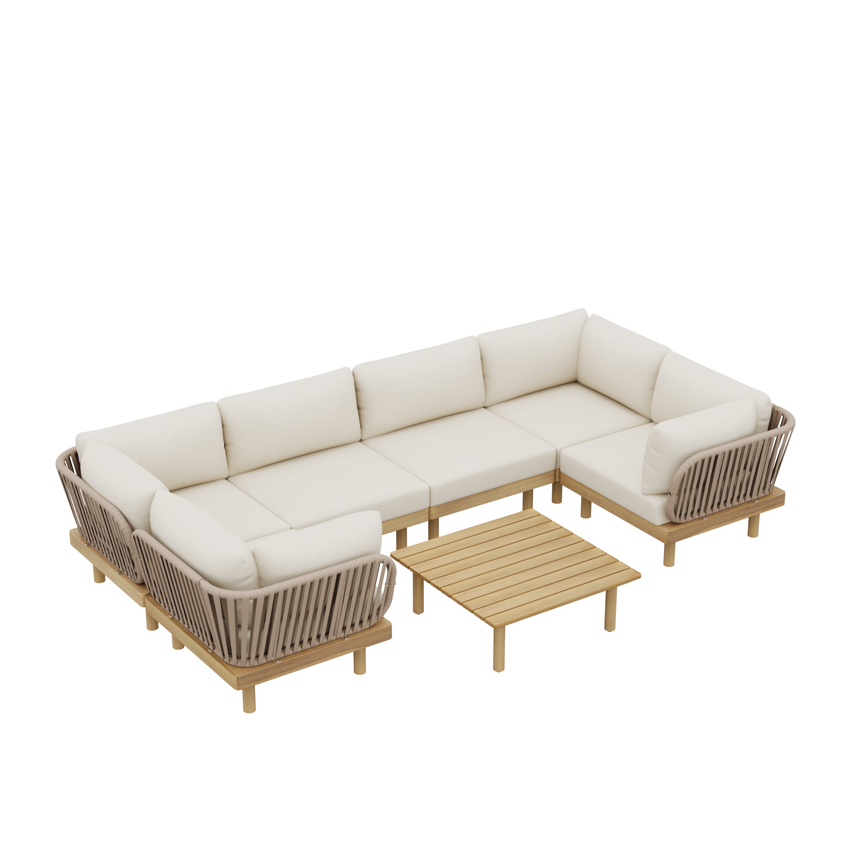 Harbor Luxe 7-Piece Acacia Wood Outdoor Sectional Sofa Set