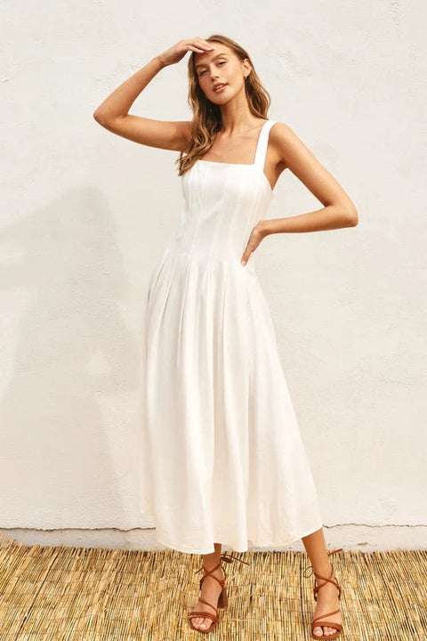 Heaven Sent Maxi Dress with Seam Detail Ivory