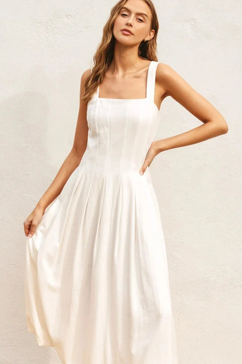 Heaven Sent Maxi Dress with Seam Detail Ivory