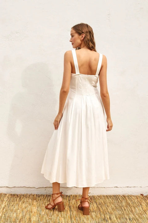 Heaven Sent Maxi Dress with Seam Detail Ivory