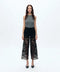High Rise Wide Leg Jeans with Lace Spliced BLACK