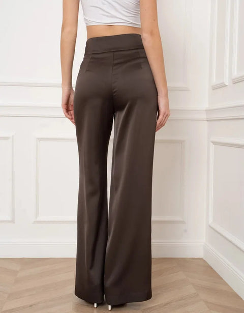 High-Waisted Wide Satin Pants