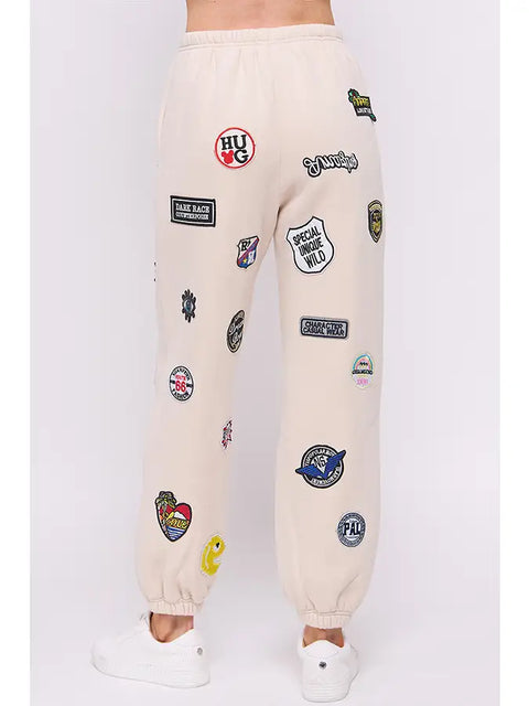 Hight Waist Multi Patches Jogger Pants CREAM