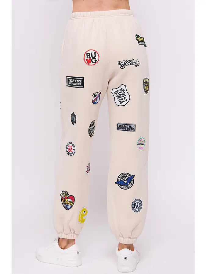 Hight Waist Multi Patches Jogger Pants CREAM