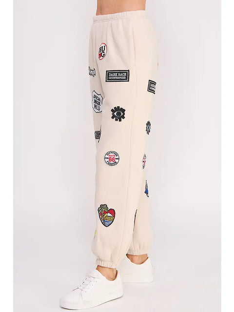Hight Waist Multi Patches Jogger Pants CREAM
