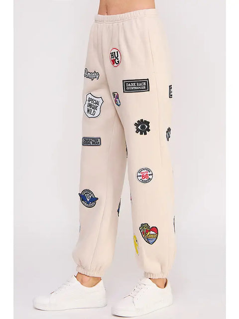Hight Waist Multi Patches Jogger Pants CREAM