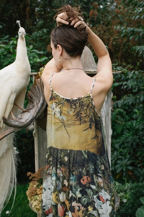 I Dream In Flowers Bohéme Slip Dress with Bees Detail