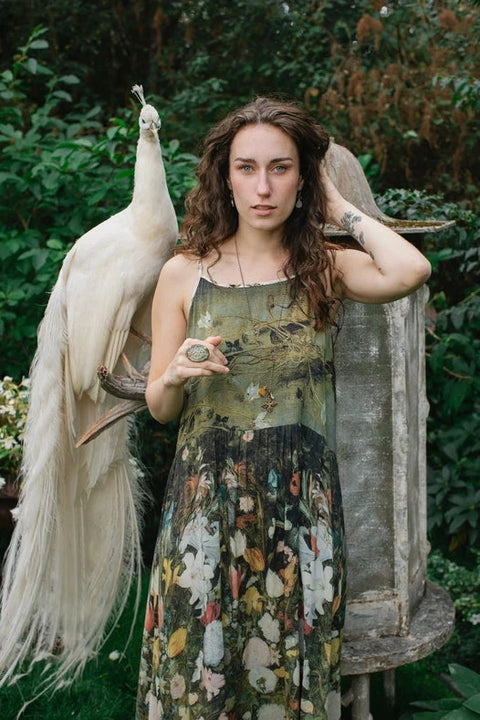 I Dream In Flowers Bohéme Slip Dress with Bees Detail