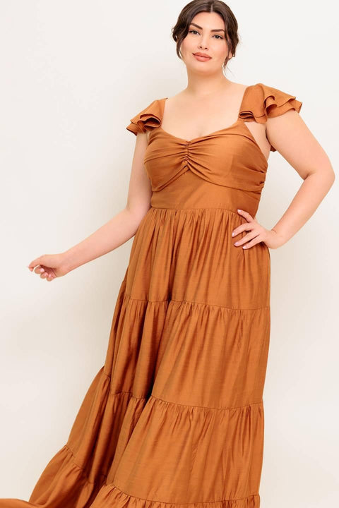 SUMMER MILK RUST WOVEN MAXI DRESS