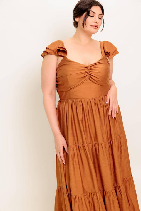 SUMMER MILK RUST WOVEN MAXI DRESS