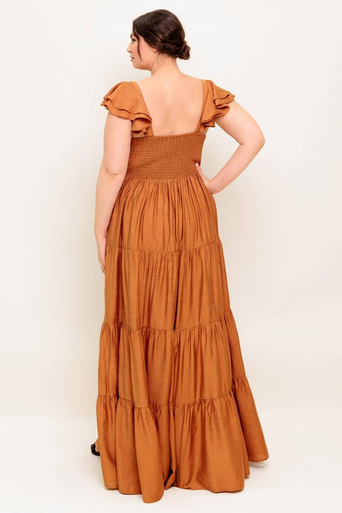 SUMMER MILK RUST WOVEN MAXI DRESS