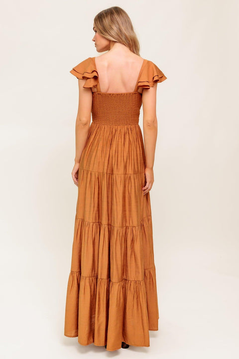 SUMMER MILK RUST WOVEN MAXI DRESS