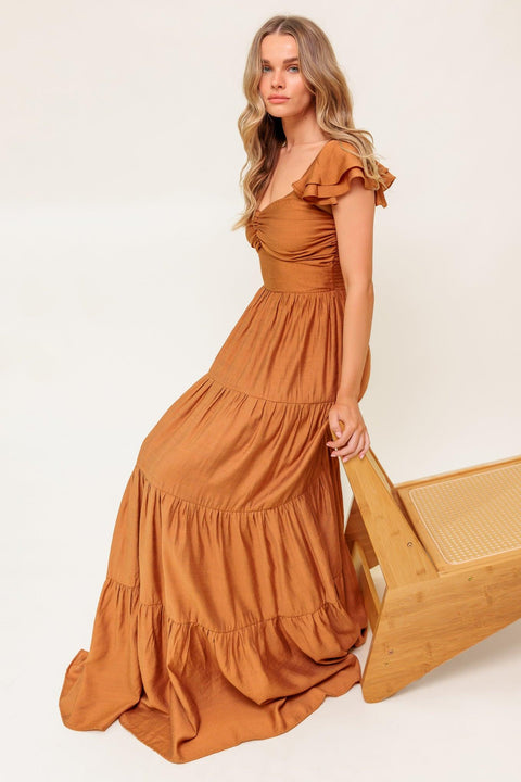 SUMMER MILK RUST WOVEN MAXI DRESS