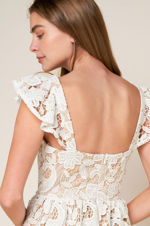 STILL THINKING LACE MIDI DRESS