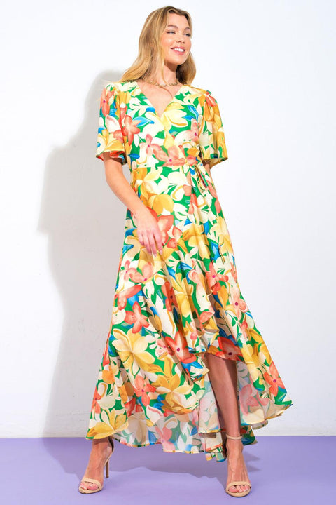 ELABORATE CHARM WOVEN HI-LO DRESS