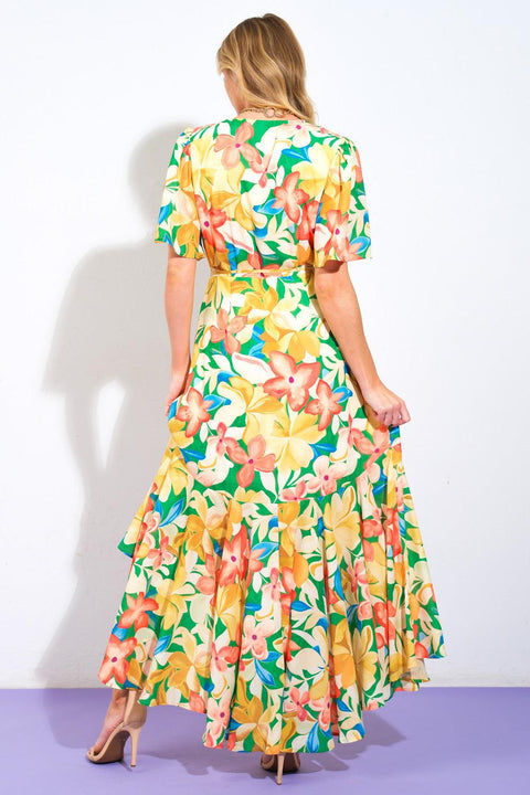 ELABORATE CHARM WOVEN HI-LO DRESS