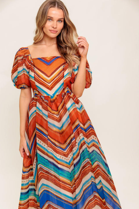 BRIGHT PERSONALITY WOVEN MIDI DRESS
