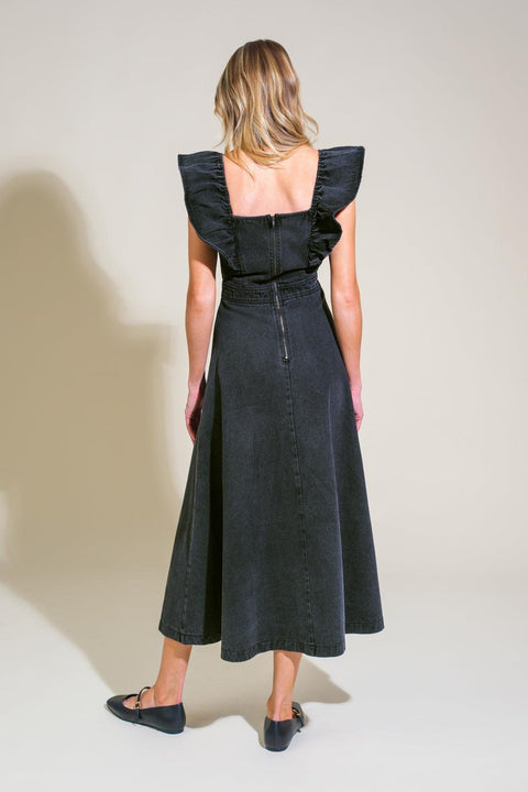 TIMELESS CHARM DENIM MIDI DRESS