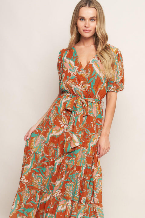 CAN'T LIVE WITHOUT RUST WOVEN MIDI DRESS
