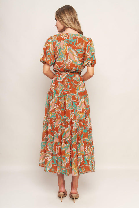 CAN'T LIVE WITHOUT RUST WOVEN MIDI DRESS