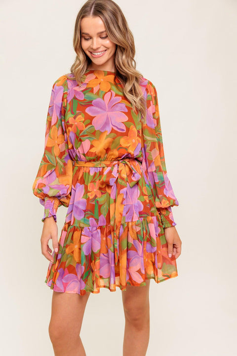 MUTED GARDEN WOVEN MINI DRESS
