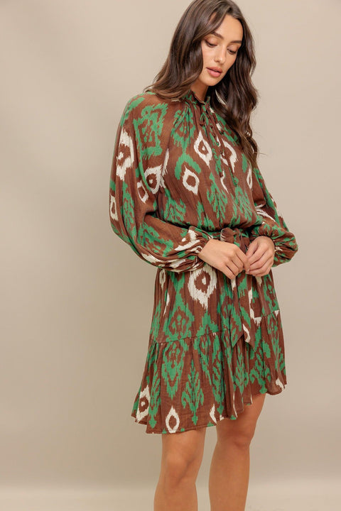 WILD TERRACOTTA WOVEN MINI DRESS