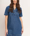 BLUE CANVAS DENIM MINI DRESS