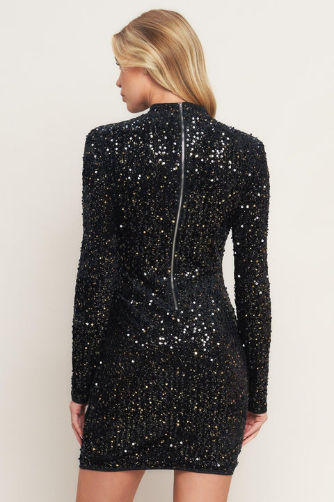 WHIMS OF FATE SEQUIN MINI DRESS