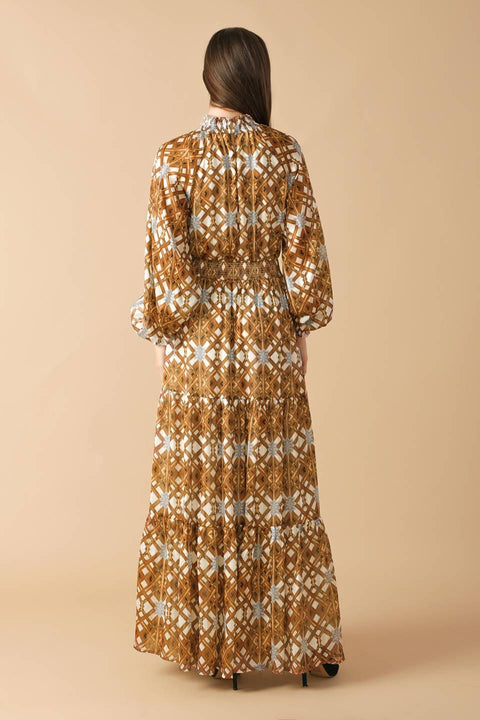 CELESTIAL CASCADE WOVEN MAXI DRESS