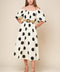HUMMINGBIRD'S HAVEN OFF WHITE WOVEN MIDI DRESS