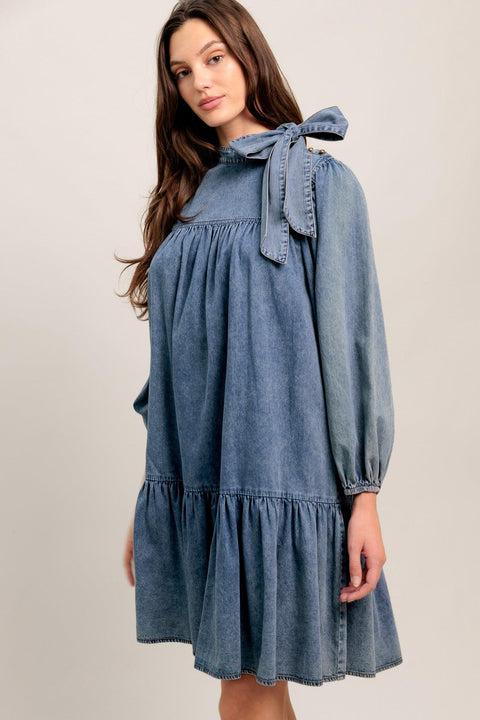 COMMON GROUND LIGHT WEIGHT DENIM MINI DRESS
