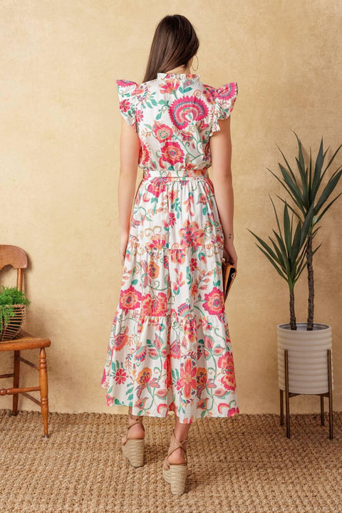 BRIGHT MOMENTS WOVEN MIDI DRESS