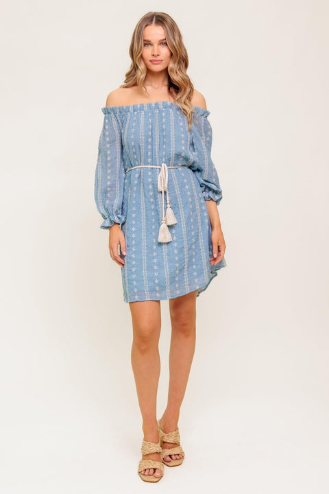 NO MORE CLOUDY SKIES WOVEN MINI DRESS