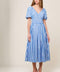 SUNSET STEPS BLUE WOVEN MIDI DRESS