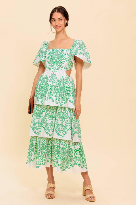 SHE'S A VISION WOVEN MIDI DRESS