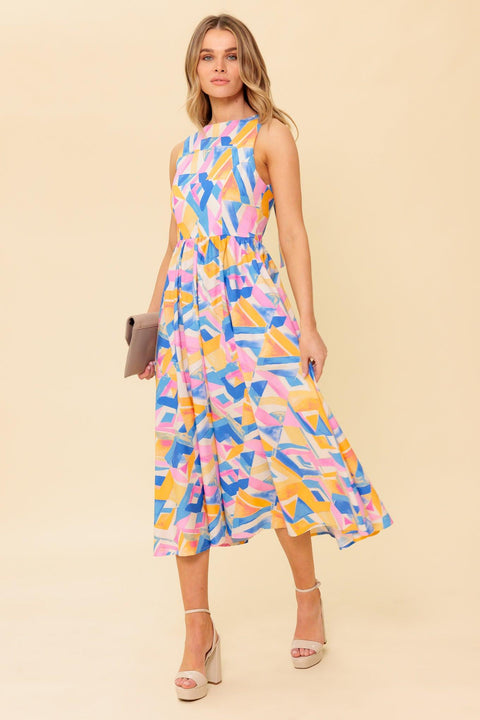 PATTON PARK BLUE WOVEN MIDI DRESS