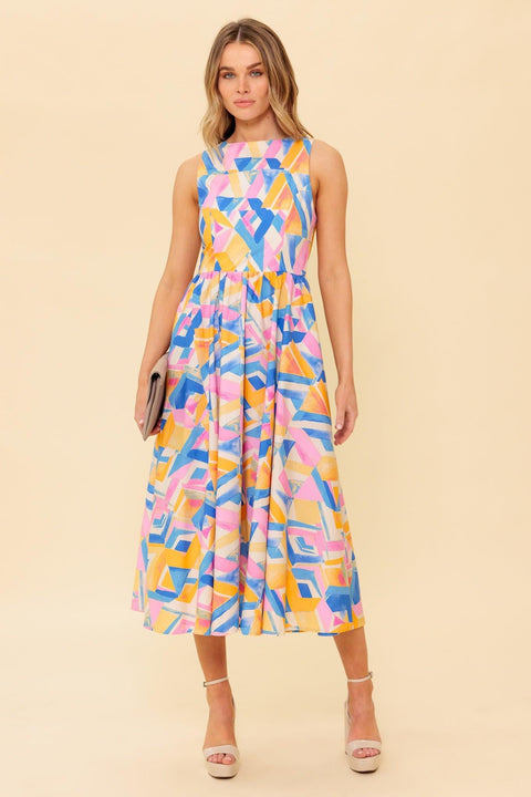 PATTON PARK BLUE WOVEN MIDI DRESS