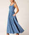 PASSIFLORA INDIGO DENIM MIDI DRESS