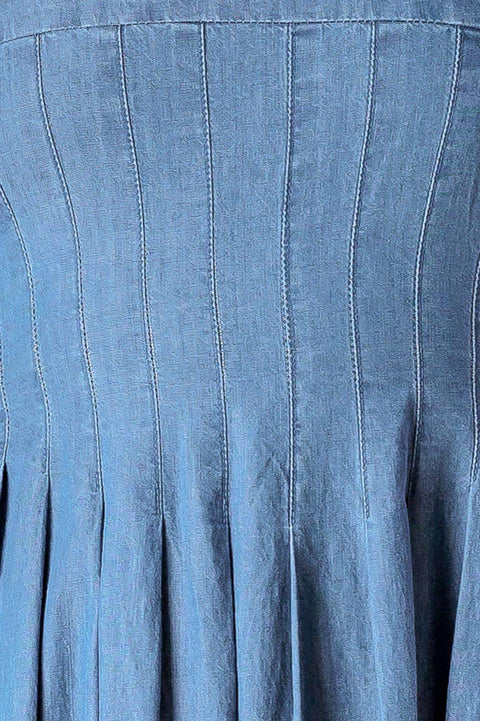 PASSIFLORA INDIGO DENIM MIDI DRESS