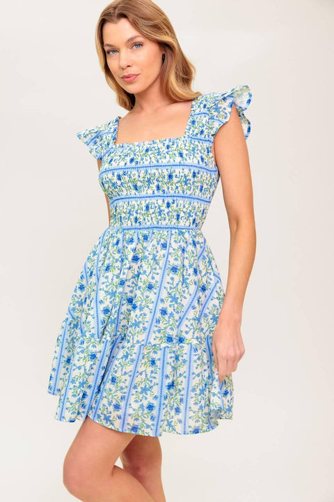 FAIRFAX GERANIUM WOVEN MINI DRESS